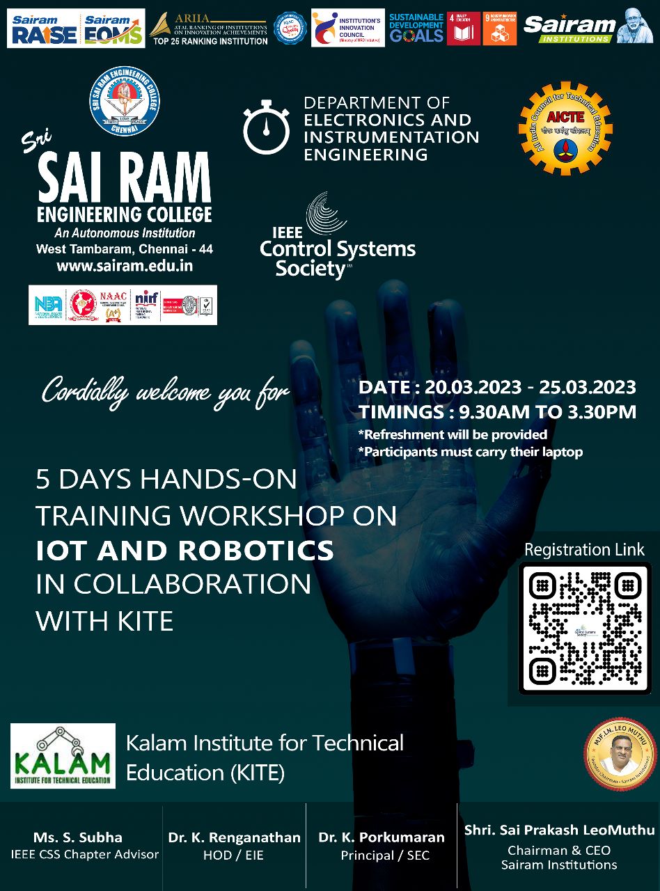 5 DAYS HANDS on TRAINING WORKSHOP ON IoT AND ROBOTICS IN COLLABORATION ...