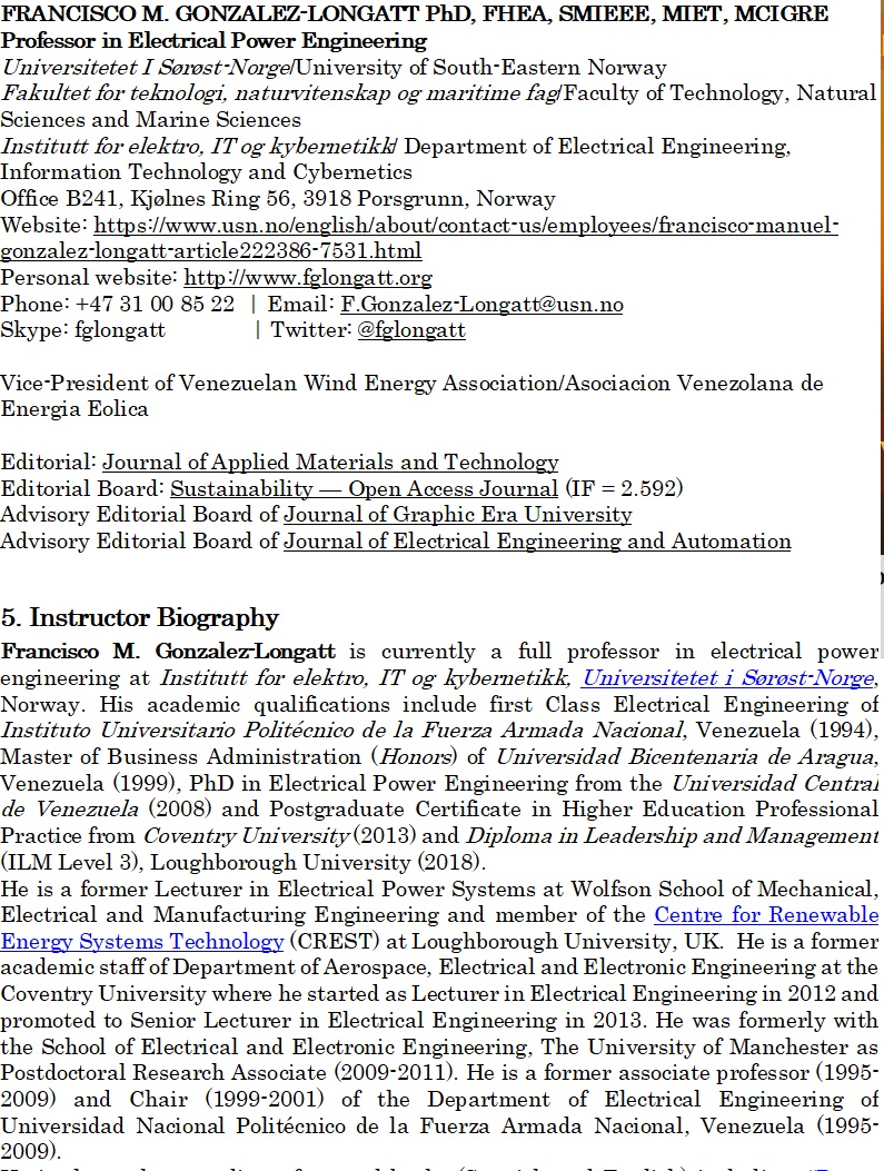 Prof F Gonzalez-Longatt, PhD